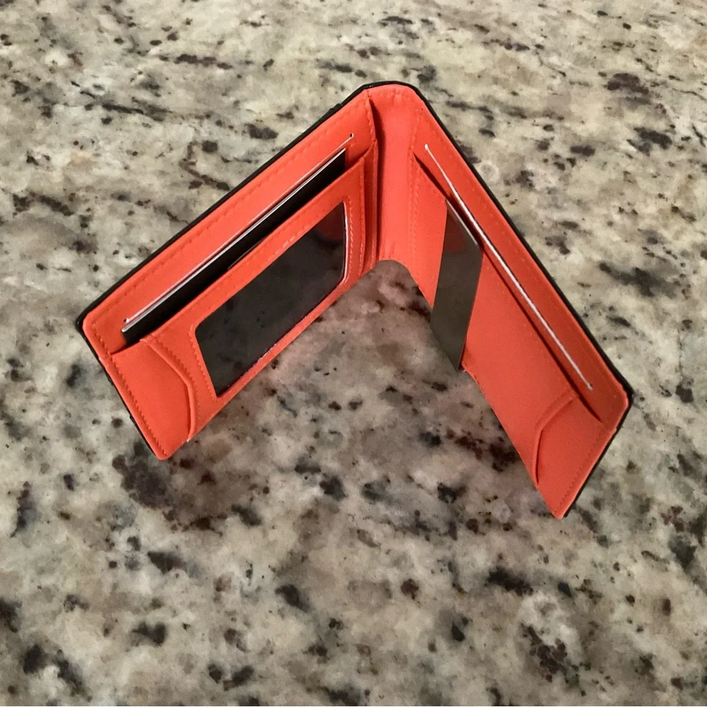 New Travando Austin Slim RFID Blocking Money Clip Bifold Carbon Wallet